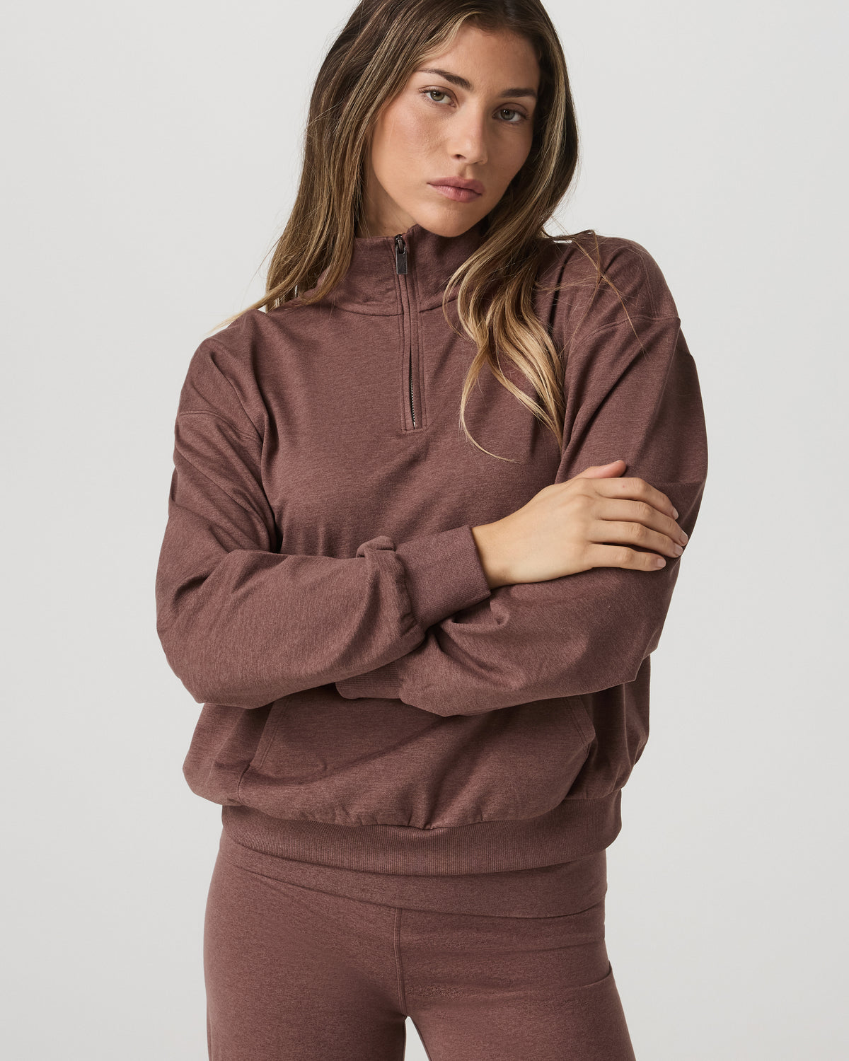 Granite Half Zip Women's Sable Heather Sweatshirt | Vuori discount - US 7588