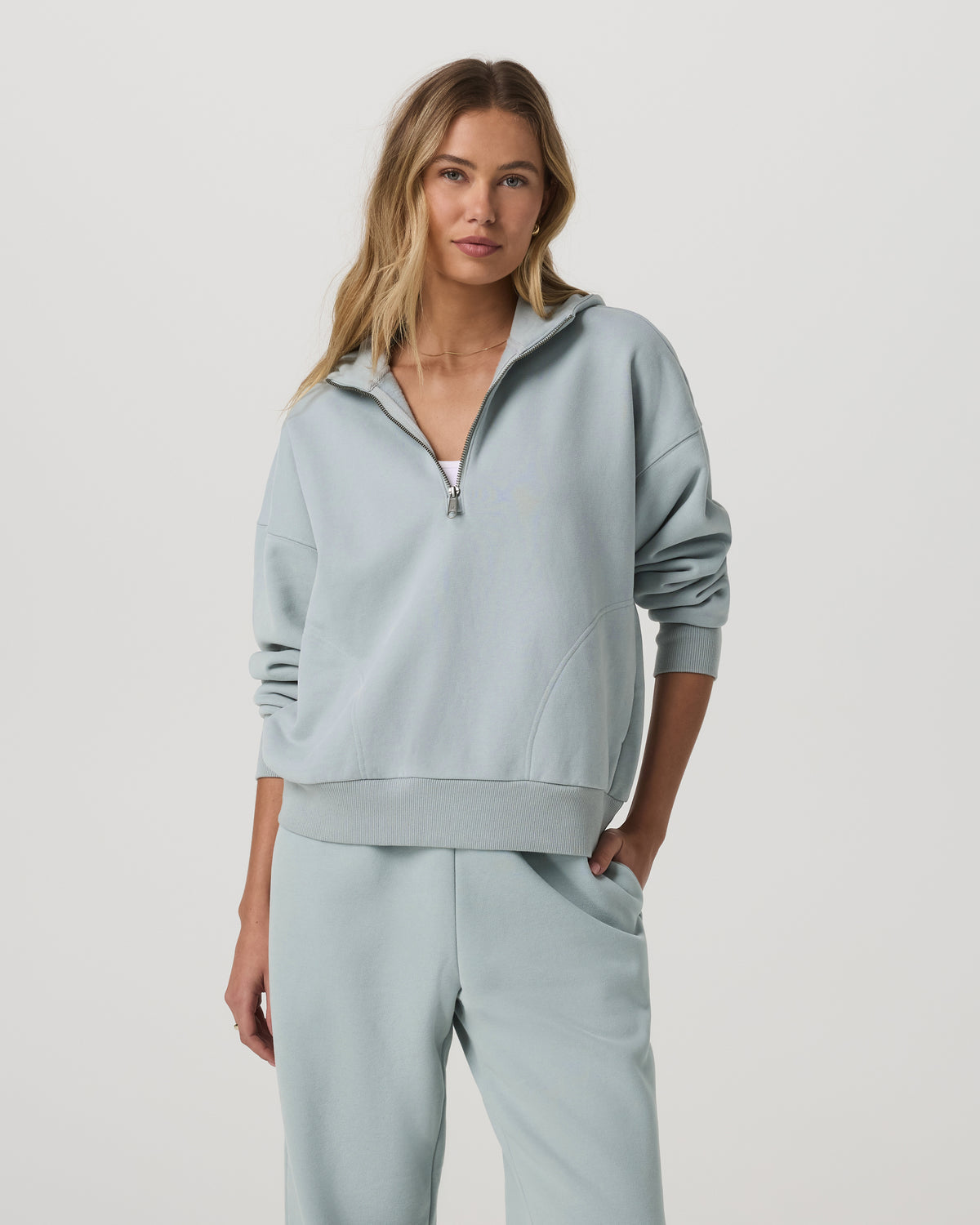 Restore Relaxed Half Zip Hoodie Blue Haze Jacket | Vuori onsale - US 9552