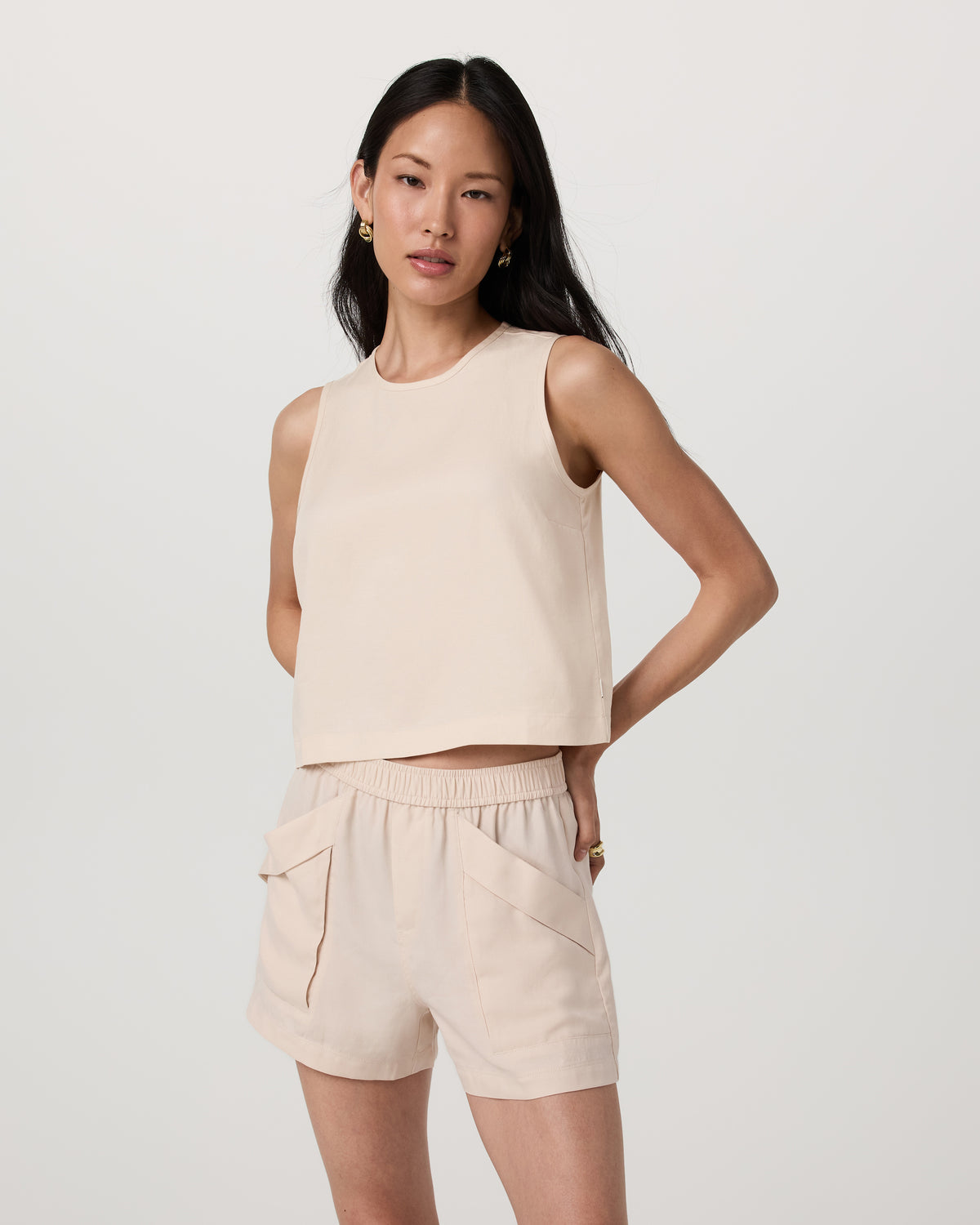 Trestles Twill Crop Tank Women's Sand Dollar Tank Top | Vuori shop - US 1756