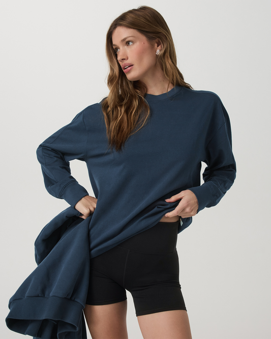 Long Sleeve Heavyweight Cotton Tee Ocean Blue Tee Shirt | Vuori for sale - US 7383