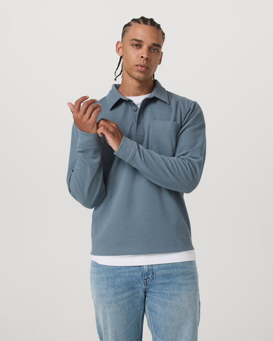 Long Sleeve Waffle Polo Men's Abyss Polo Shirt | Vuori discount - US 8979