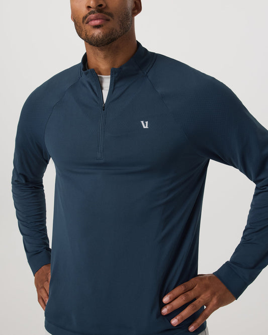 Clearview Seamless Quarter Zip Ocean Blue Long Sleeve | Vuori shop - US 8432