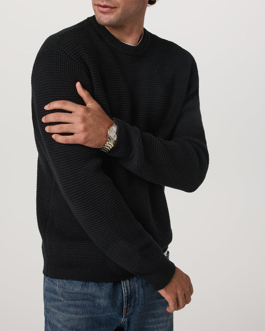 Denver Waffle Crew Sweater Men's Black Wool Sweater | Vuori onsale - US 7718