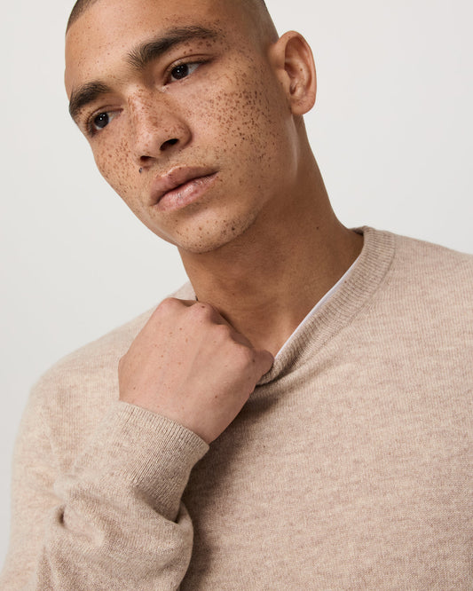 Berik Cashmere Sweater Men's Oatmeal Heather Sweater | Vuori sale - US 3295