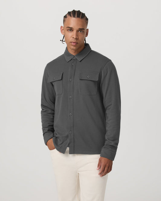 Waffle Shirt Jacket Men's Versatile Dark Pewter Jacket | Vuori outlet - US 2754