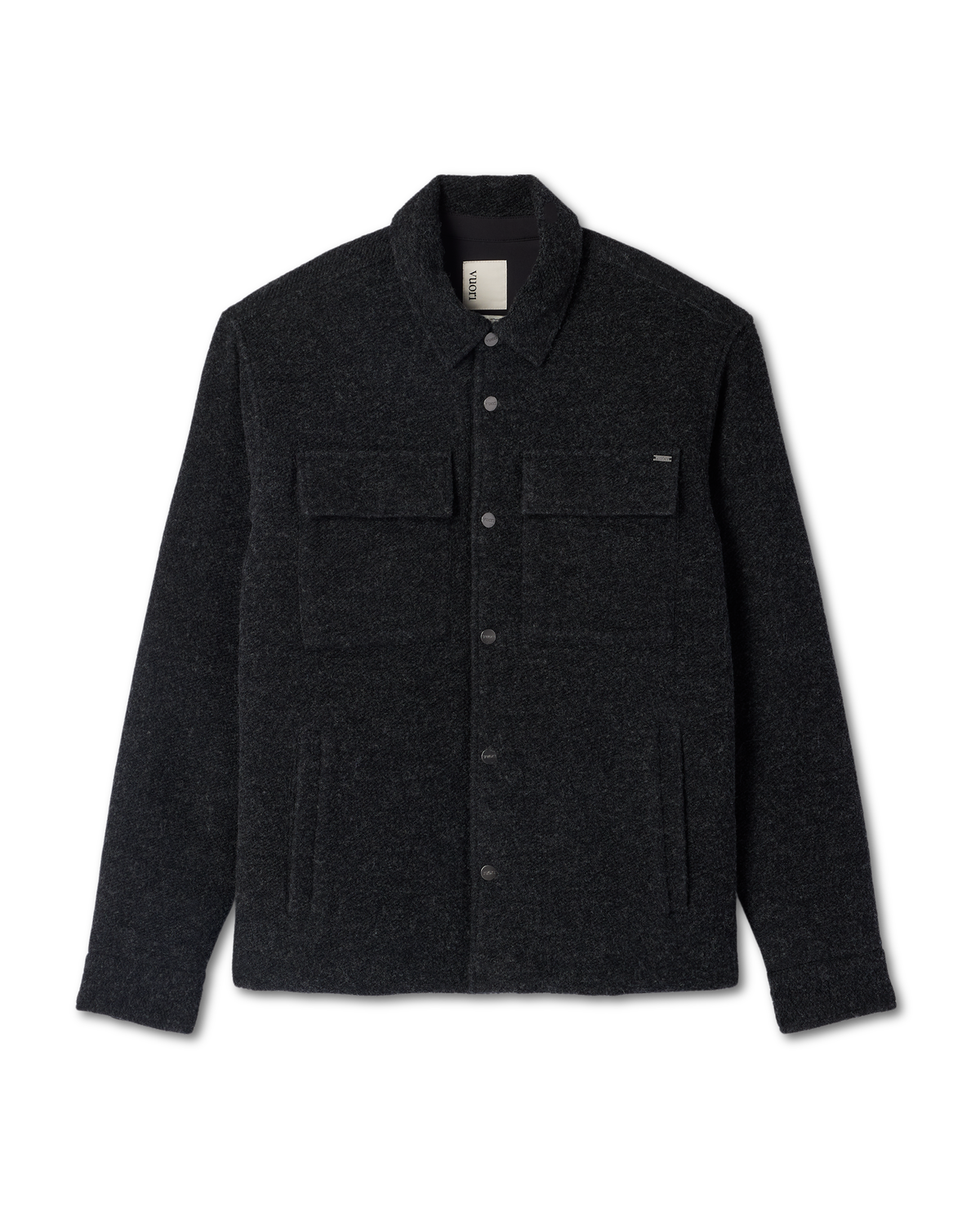 Plymouth Wool Shirt Jacket Dark Black Heather Jacket | Vuori for sale - US 7342