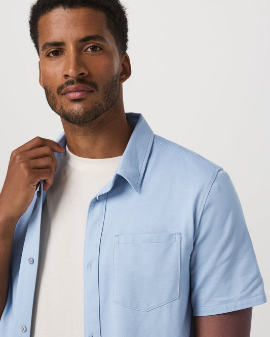 Short Sleeve Knit Oxford Button Down - Classic Fit Blue | Vuori discount - US 8452