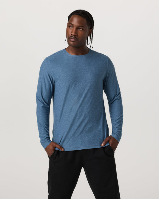 Men's Long Sleeve Strato Tech Tee Pool Blue Heather | Vuori outlet - US 8751