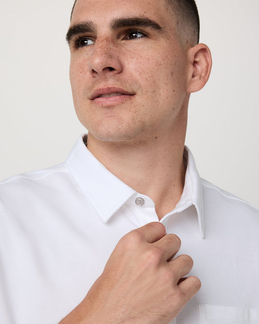 Short Sleeve Knit Oxford Button Down - Classic Fit White | Vuori sale - US 1755
