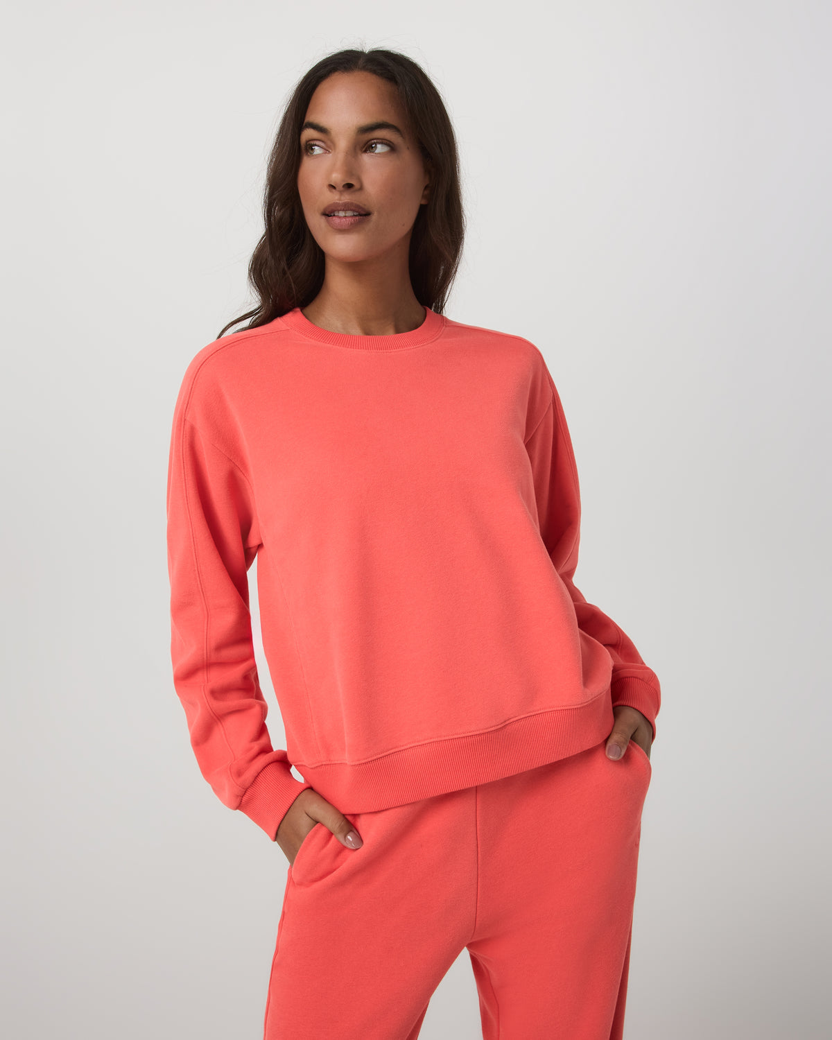 Sedona Seams Crew Women's Bright Coral Sweatshirt | Vuori sale - US 5764