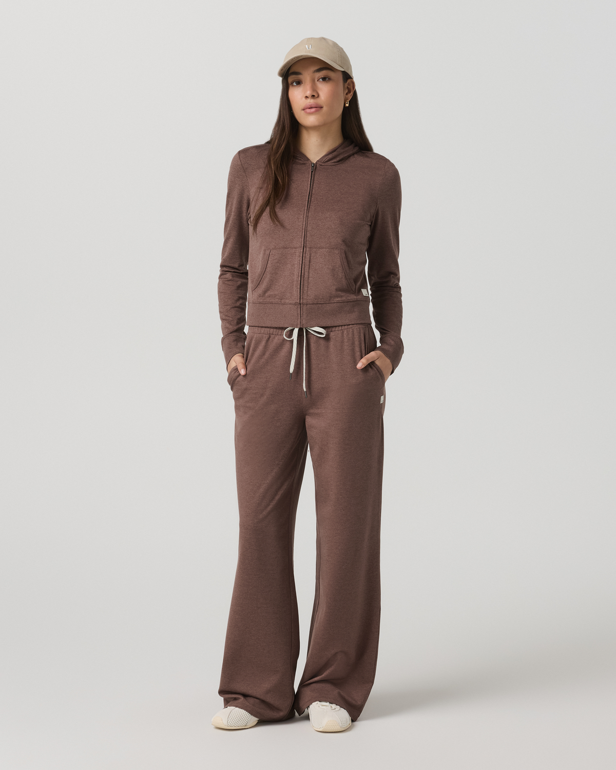 Halo Mini Full Zip Hoodie Women's Sable Heather Hoodie | Vuori sale - US 8605