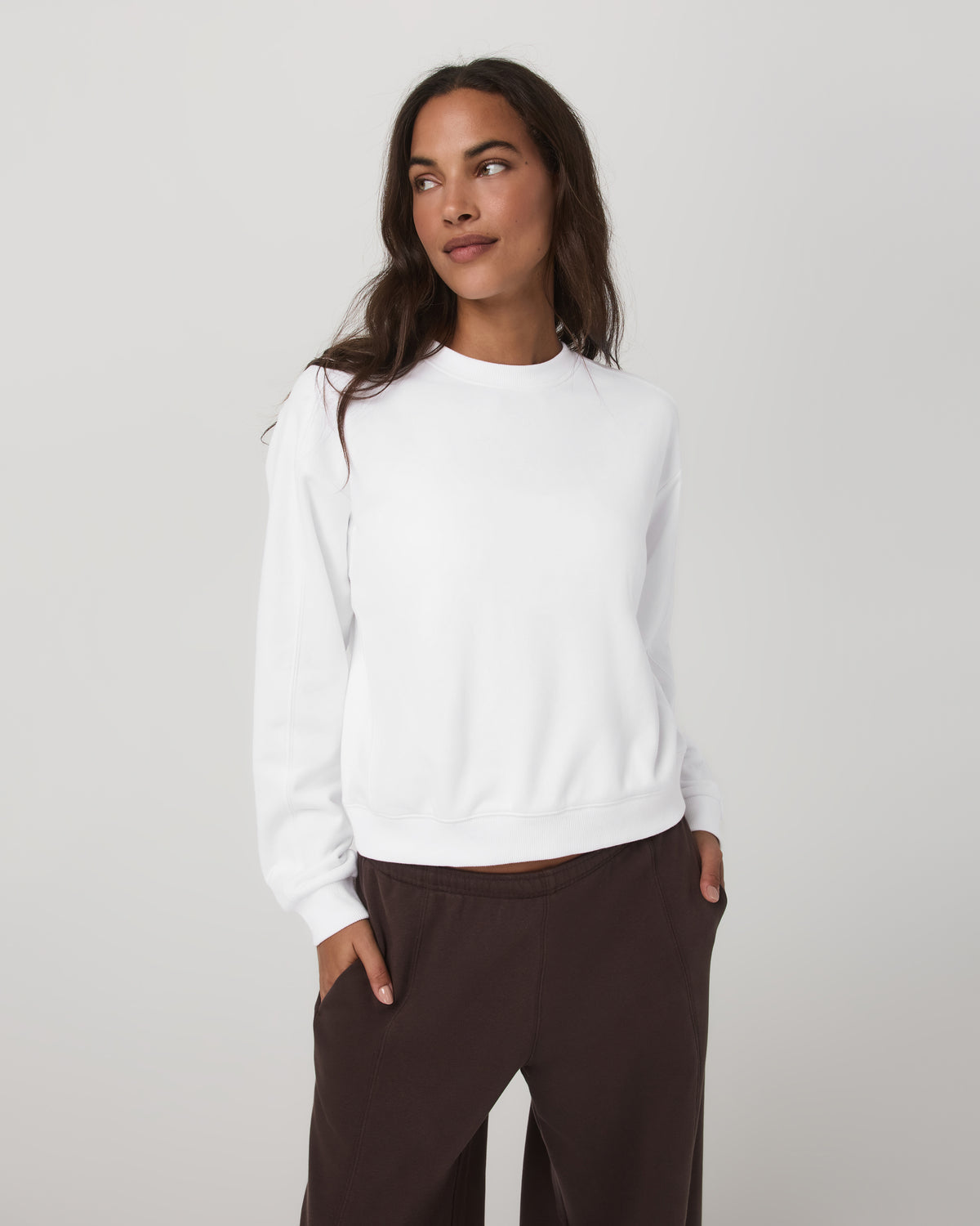 Sedona Seams Crew Women's White Fleece Sweatshirt | Vuori online - US 2275