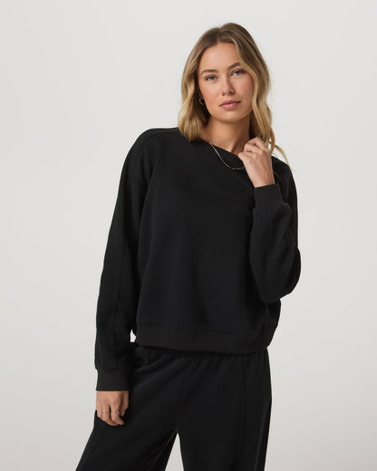 Sedona Seams Crew Women's Black Fleece Sweatshirt | Vuori outlet - US 8532