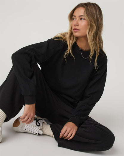 Sedona Seams Crew Women's Black Fleece Sweatshirt | Vuori outlet - US 8532