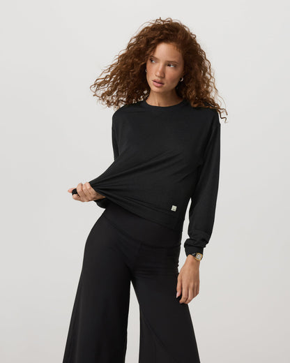 Halo Modern Crew Women's Black Heather Sweatshirt | Vuori sale - US 1643