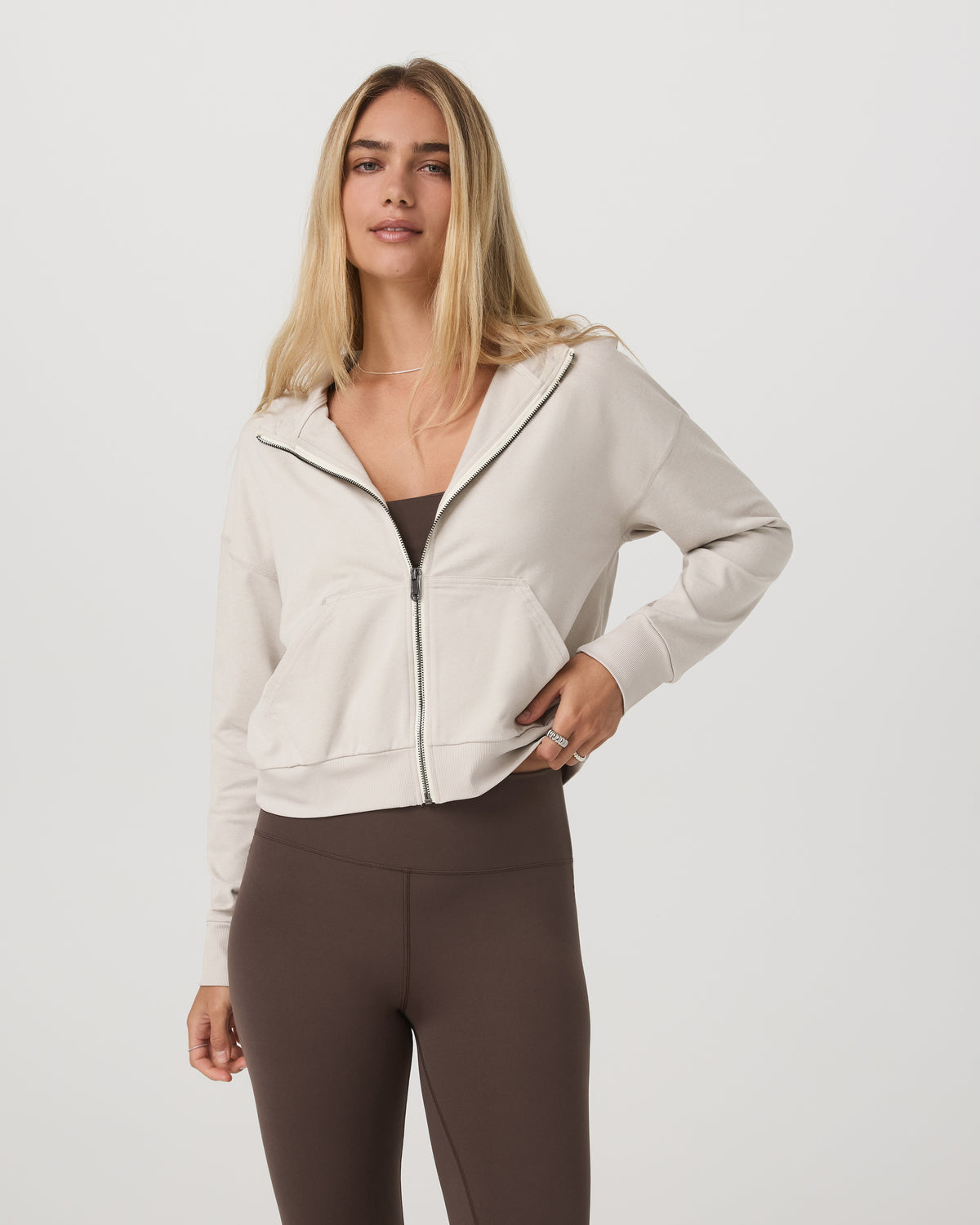 Halo Full Zip Hoodie Women's Ecru Heather Hoodie | Vuori outlet - US 4801