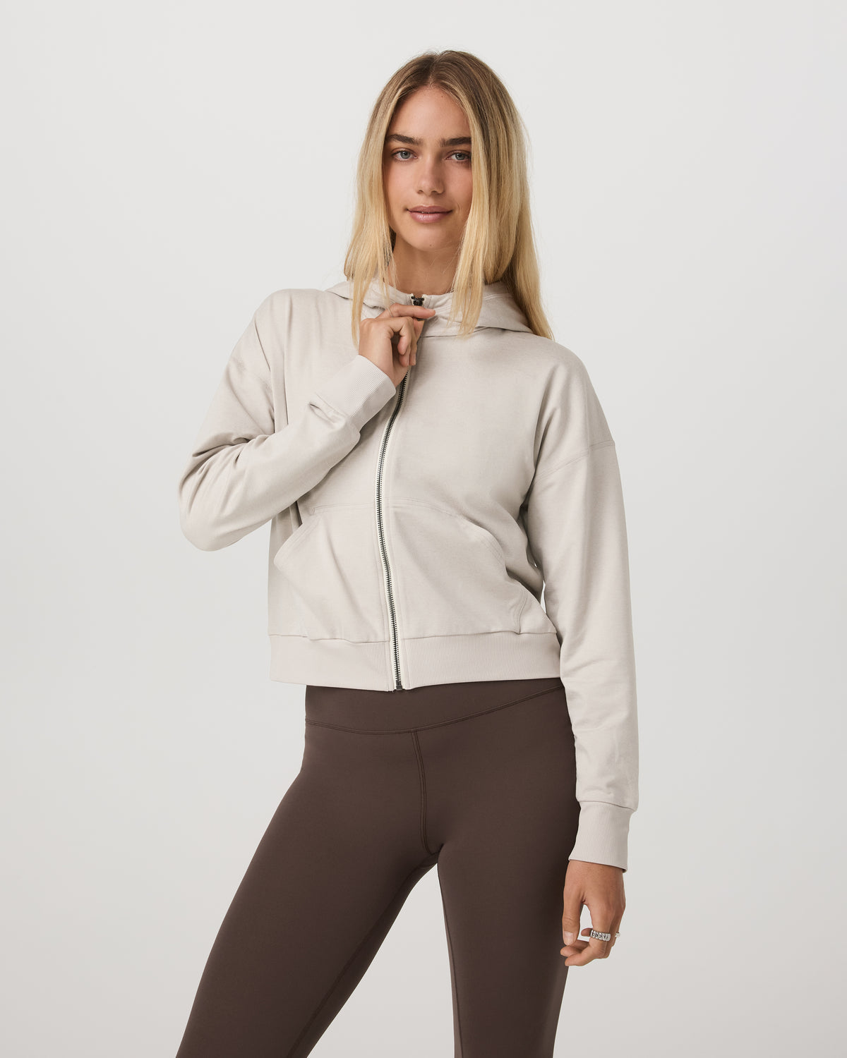 Halo Full Zip Hoodie Women's Ecru Heather Hoodie | Vuori outlet - US 4801