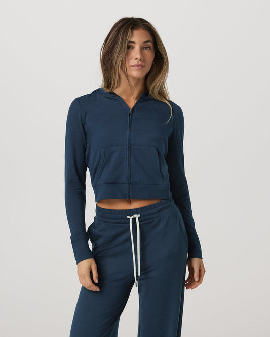 Women's Halo Mini Full Zip Hoodie Blue Coast Heather | Vuori shop - US 7002