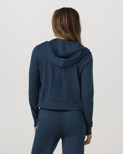 Women's Halo Mini Full Zip Hoodie Blue Coast Heather | Vuori shop - US 7002