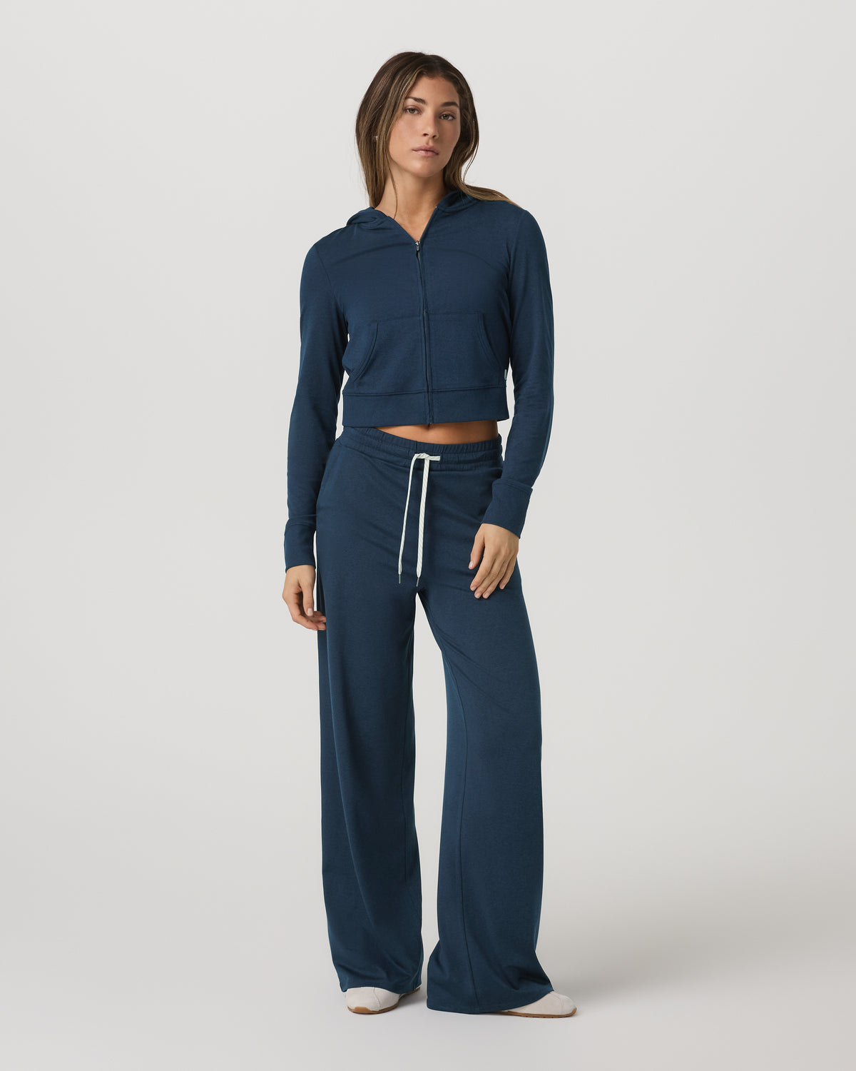 Women's Halo Mini Full Zip Hoodie Blue Coast Heather | Vuori shop - US 7002