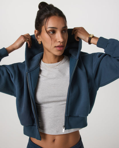 Restore Mini Full Zip Hoodie Ocean Blue Oversized Hoodie | Vuori sale - US 2654