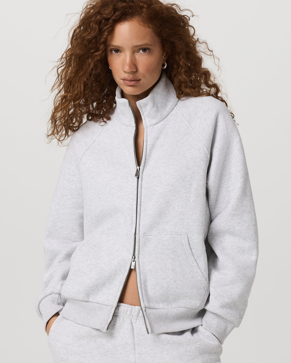 Restore Double Zip Sweatshirt Pale Grey Heather Full-Zip | Vuori discount - US 3452