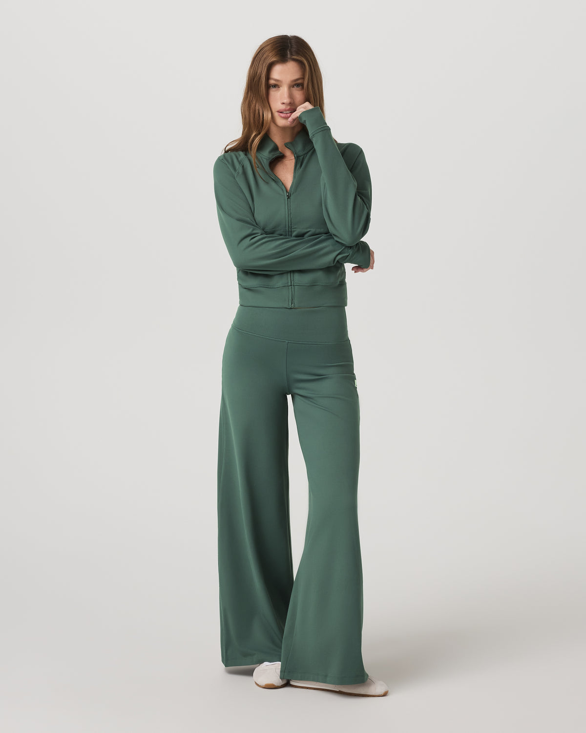 Halo Mini Track Jacket Women's Agate Green Cropped Zip-Up | Vuori onsale - US 7695