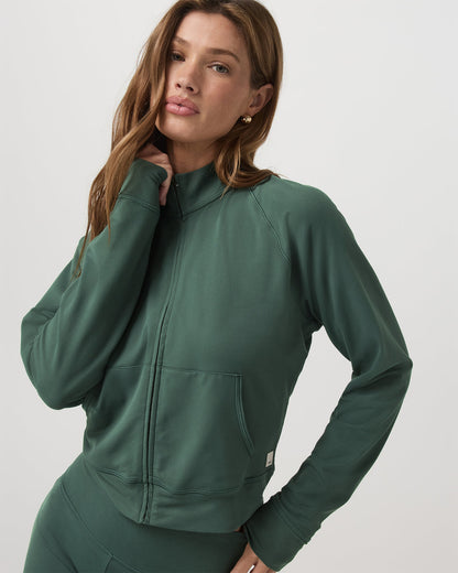 Halo Mini Track Jacket Women's Agate Green Cropped Zip-Up | Vuori onsale - US 7695