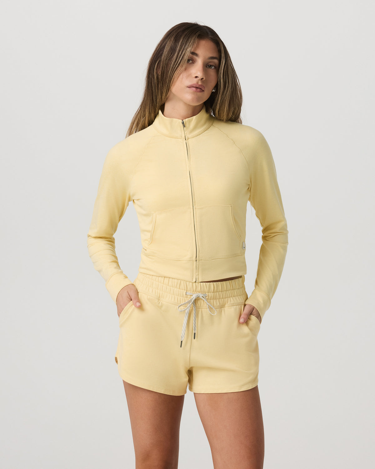 Halo Mini Track Jacket Lemon Snap Heather Cropped Zip-Up | Vuori online - US 2545