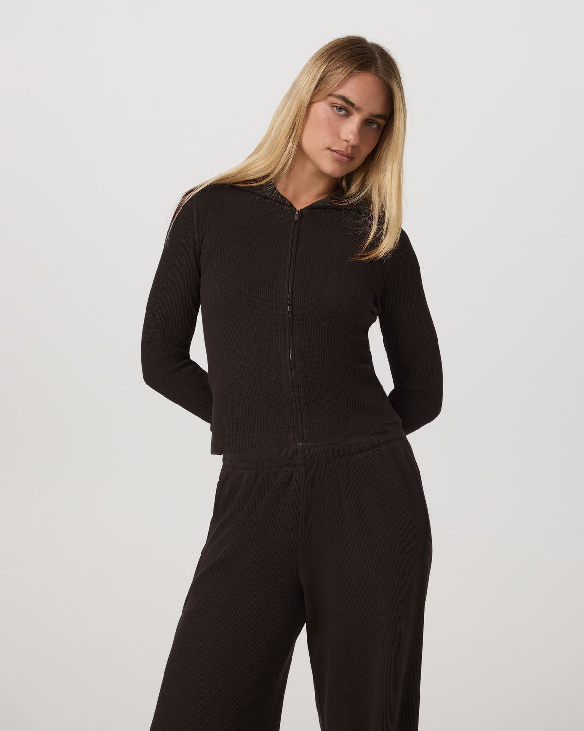 Waffle Full Zip Hoodie Women's Dark Java Hoodie | Vuori discount - US 9497