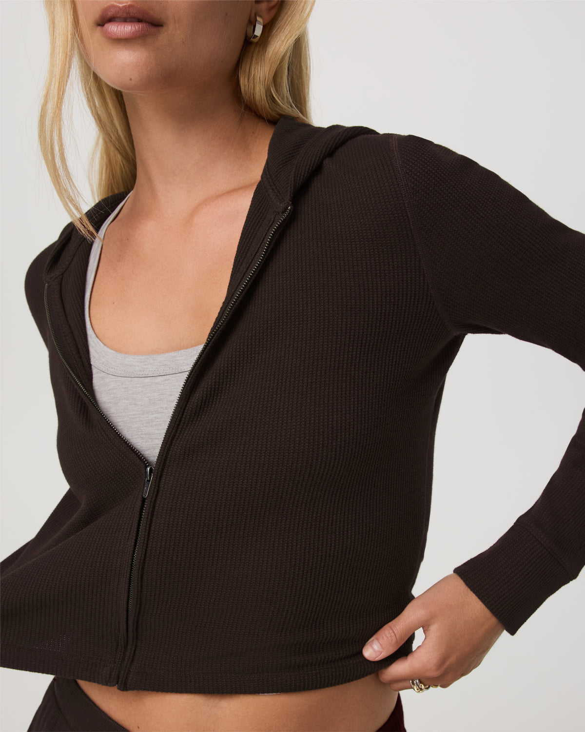 Waffle Full Zip Hoodie Women's Dark Java Hoodie | Vuori discount - US 9497