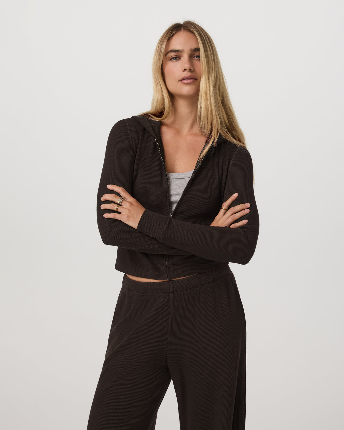 Waffle Full Zip Hoodie Women's Dark Java Hoodie | Vuori discount - US 9497