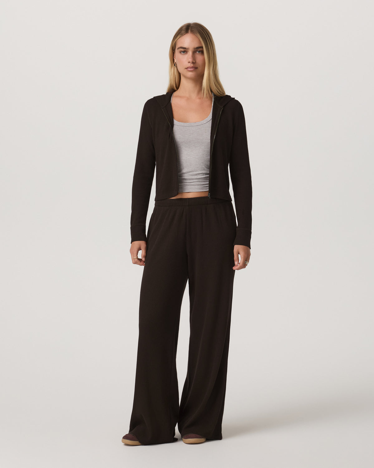 Waffle Full Zip Hoodie Women's Dark Java Hoodie | Vuori discount - US 9497