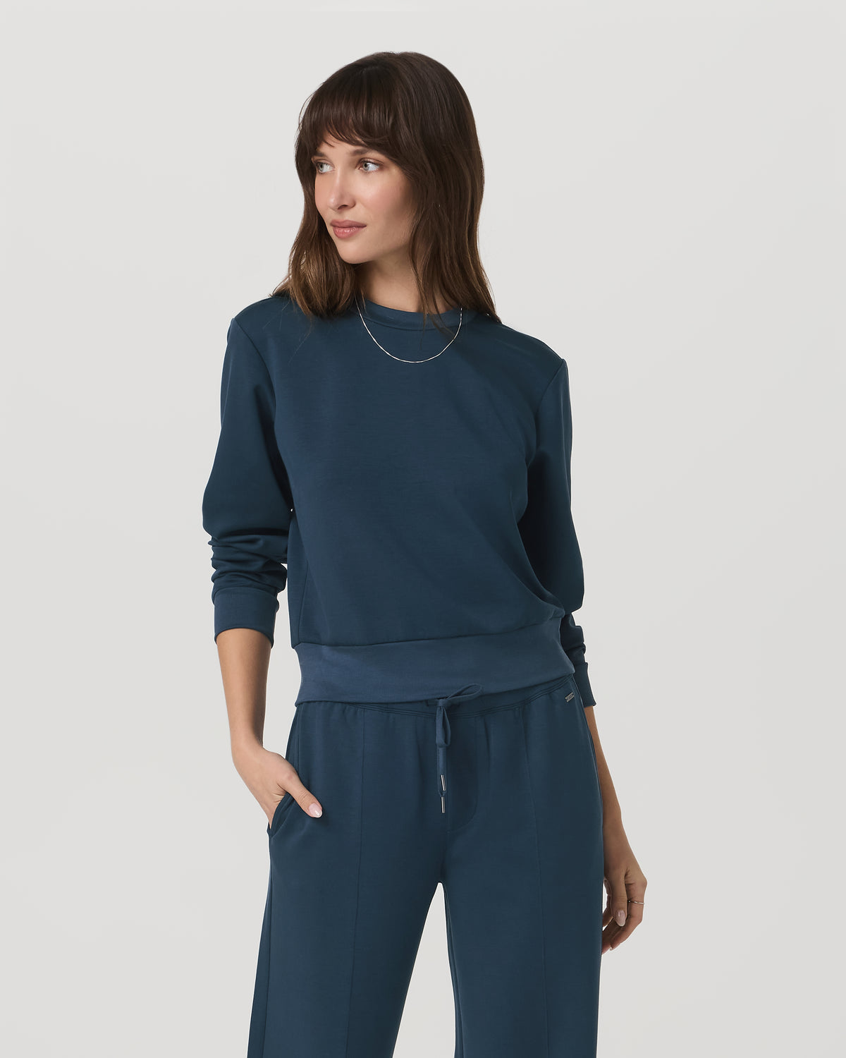 Compose Crew Ocean Blue Pullover Fleece Sweatshirt | Vuori for sale - US 3075