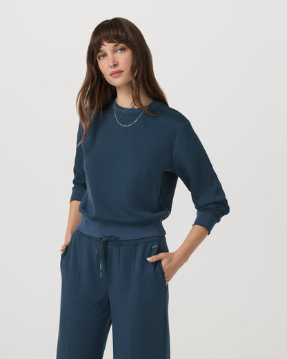 Compose Crew Ocean Blue Pullover Fleece Sweatshirt | Vuori for sale - US 3075