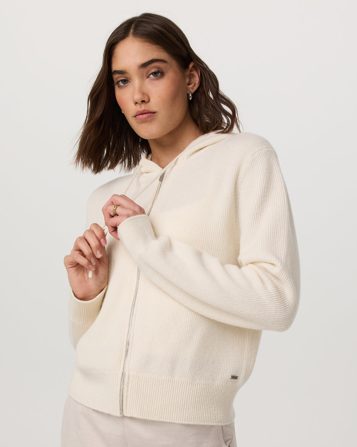 Émilie Cashmere Hoodie Women's Porcelain Zip | Vuori shop - US 1384
