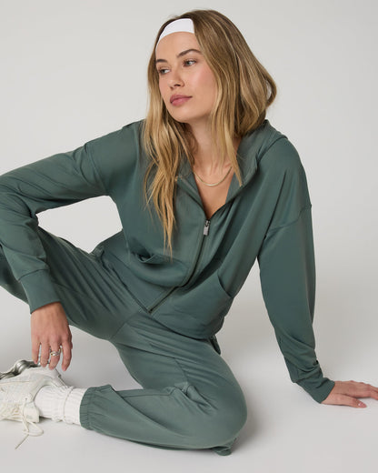Halo Modern Full Zip Hoodie Women's Agate Green Hoodie | Vuori shop - US 5393