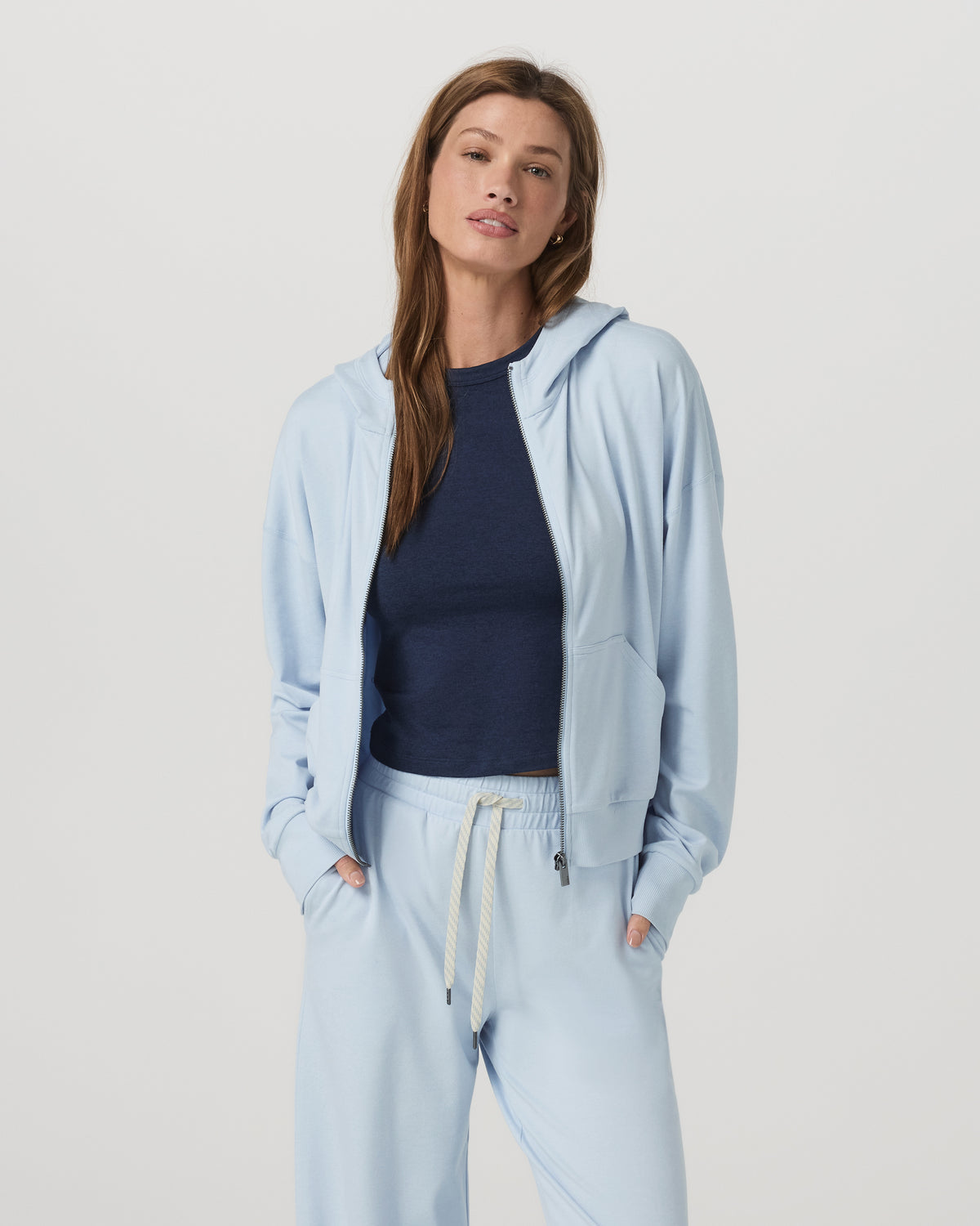 Women's Halo Modern Full Zip Hoodie Soft Sky Heather | Vuori sale - US 7198