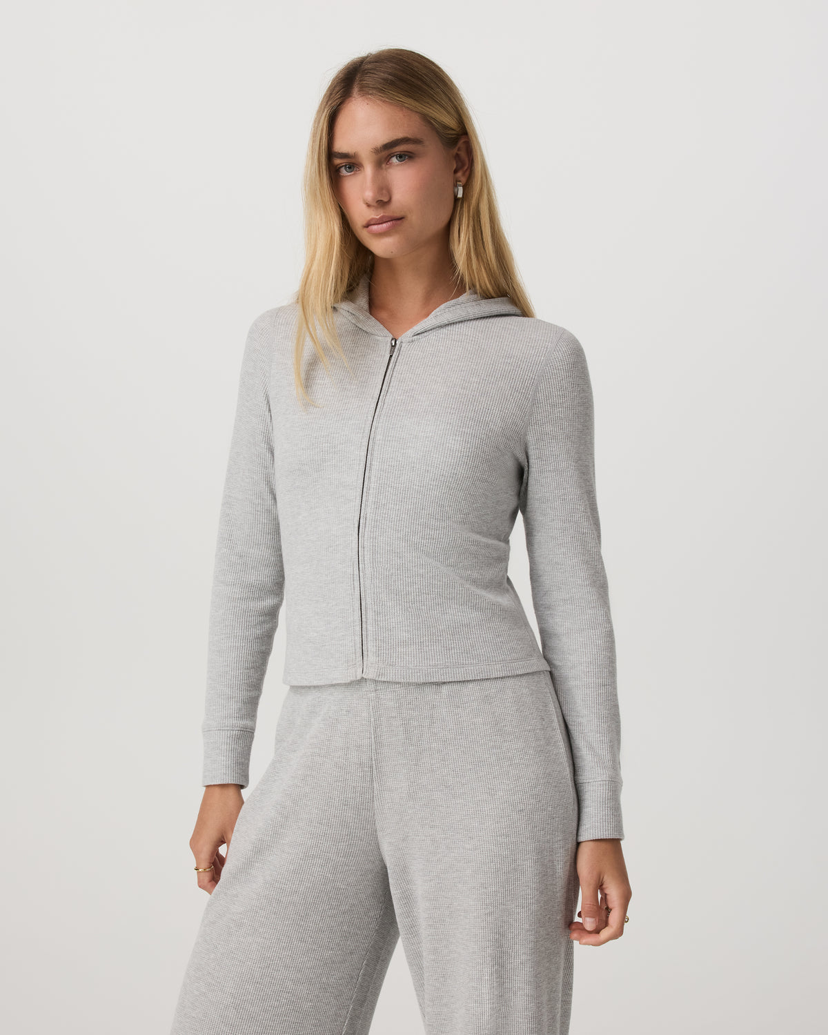 Waffle Full Zip Hoodie Women's Light Grey Hoodie | Vuori for sale - US 4246
