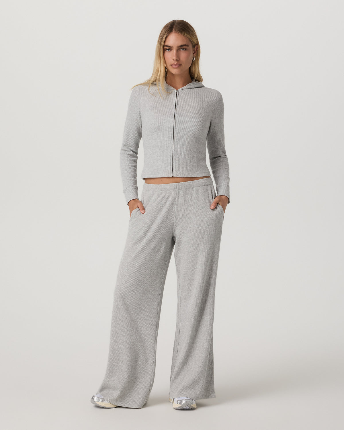 Waffle Full Zip Hoodie Women's Light Grey Hoodie | Vuori for sale - US 4246