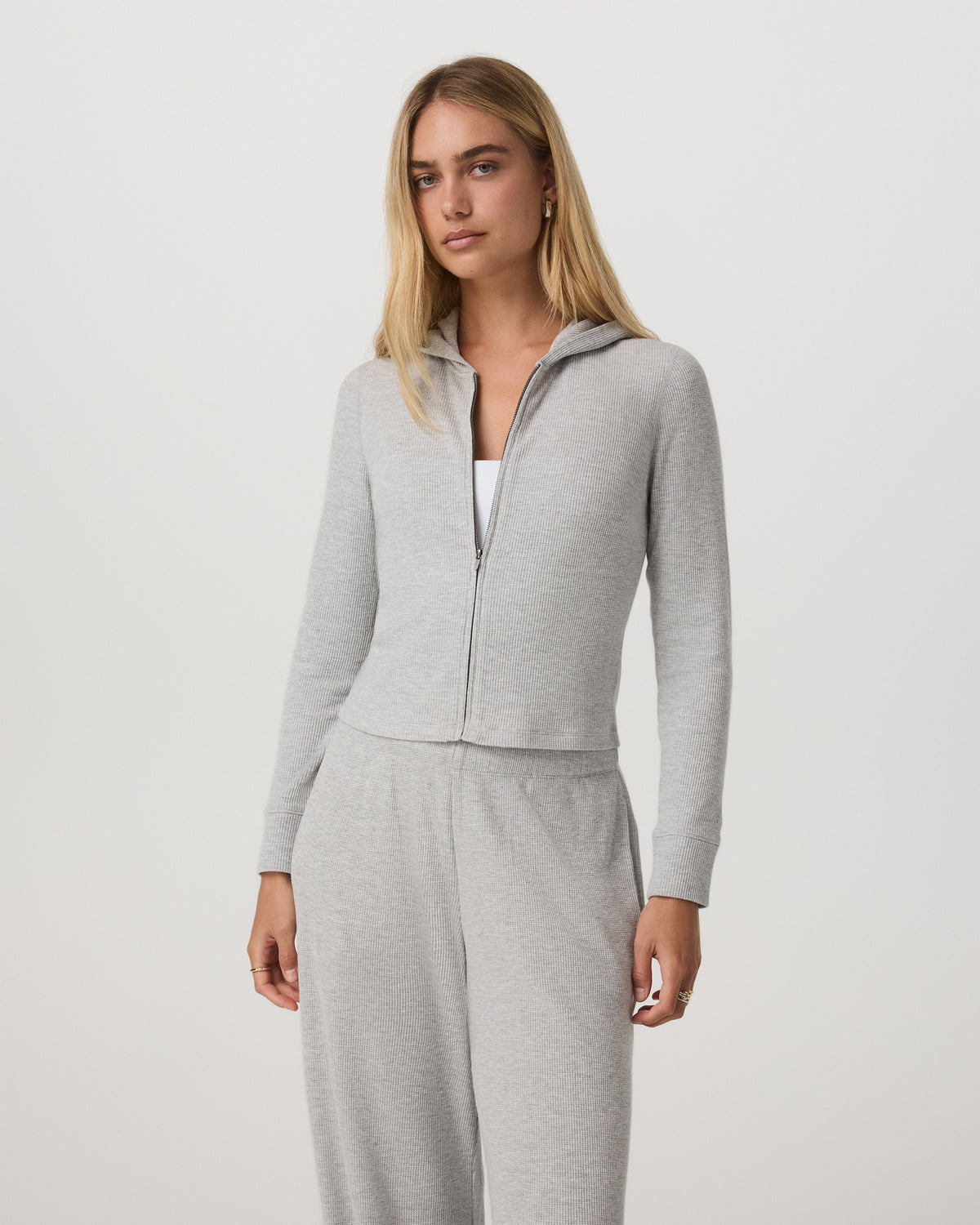 Waffle Full Zip Hoodie Women's Light Grey Hoodie | Vuori for sale - US 4246