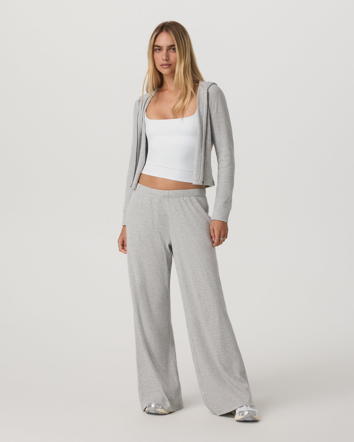 Waffle Full Zip Hoodie Women's Light Grey Hoodie | Vuori for sale - US 4246