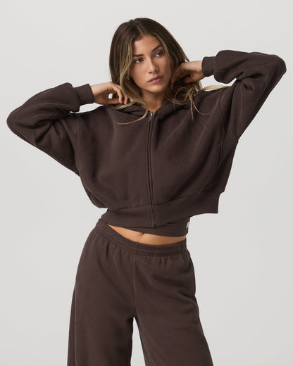 Restore Mini Full Zip Hoodie Women's Java Jacket | Vuori onsale - US 8032
