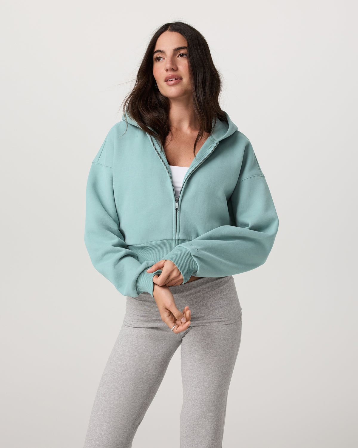 Restore Mini Full Zip Hoodie Women's Sea Spray Jacket | Vuori for sale - US 6527