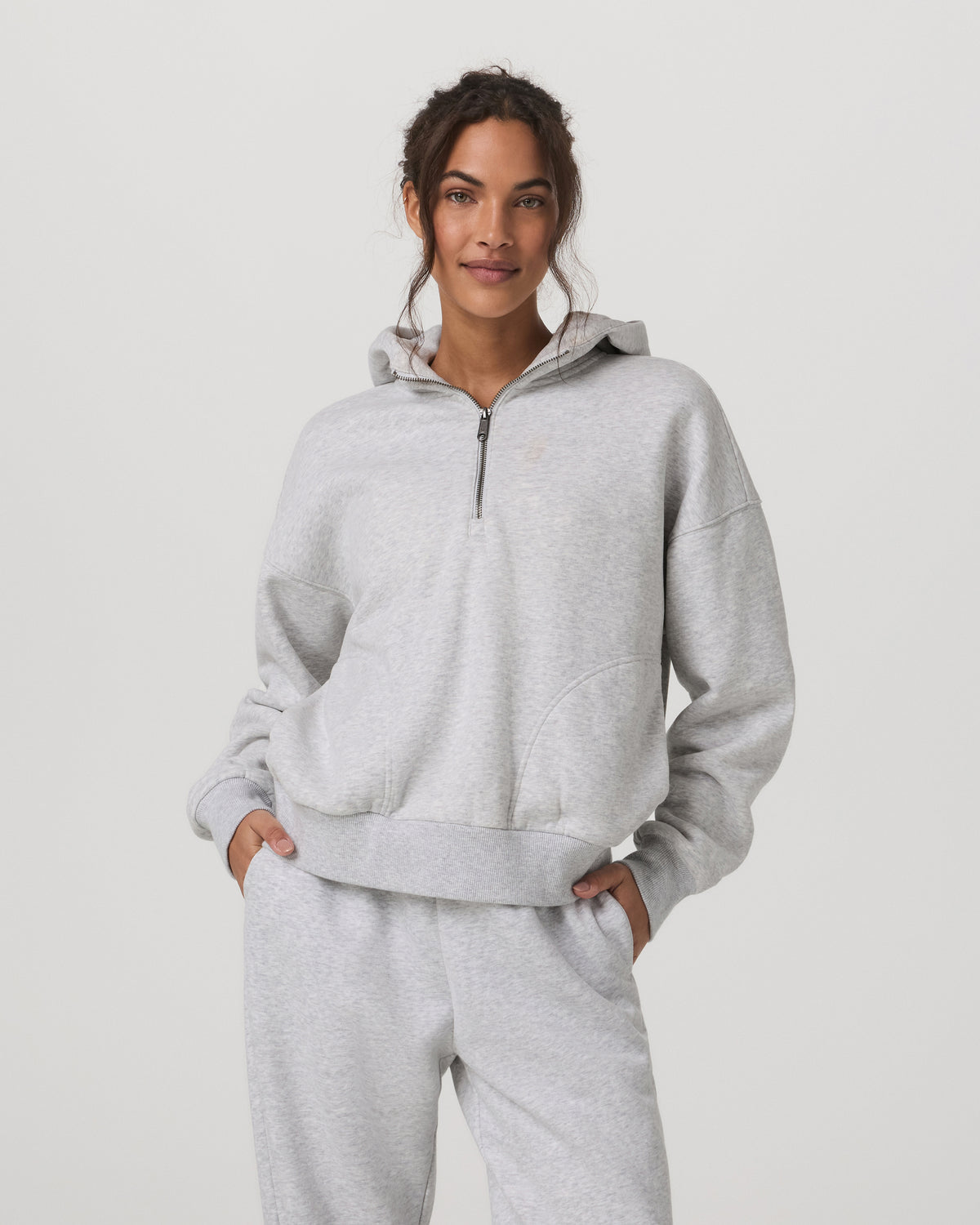 Restore Relaxed Half Zip Hoodie Pale Grey Jacket | Vuori online - US 2306