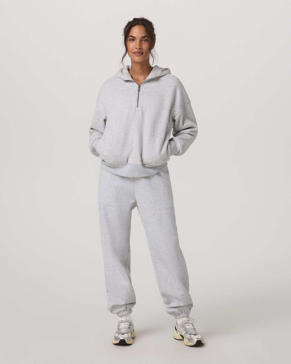 Restore Relaxed Half Zip Hoodie Pale Grey Jacket | Vuori online - US 2306