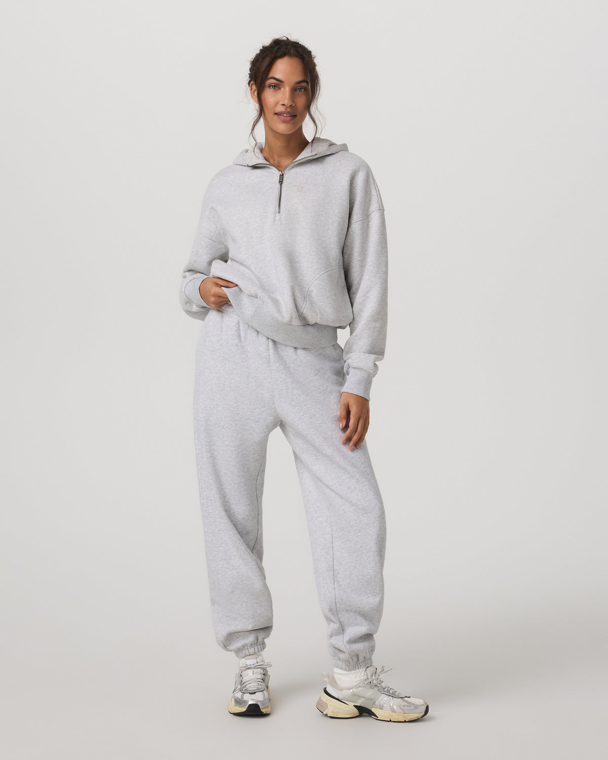 Restore Relaxed Half Zip Hoodie Pale Grey Jacket | Vuori online - US 2306