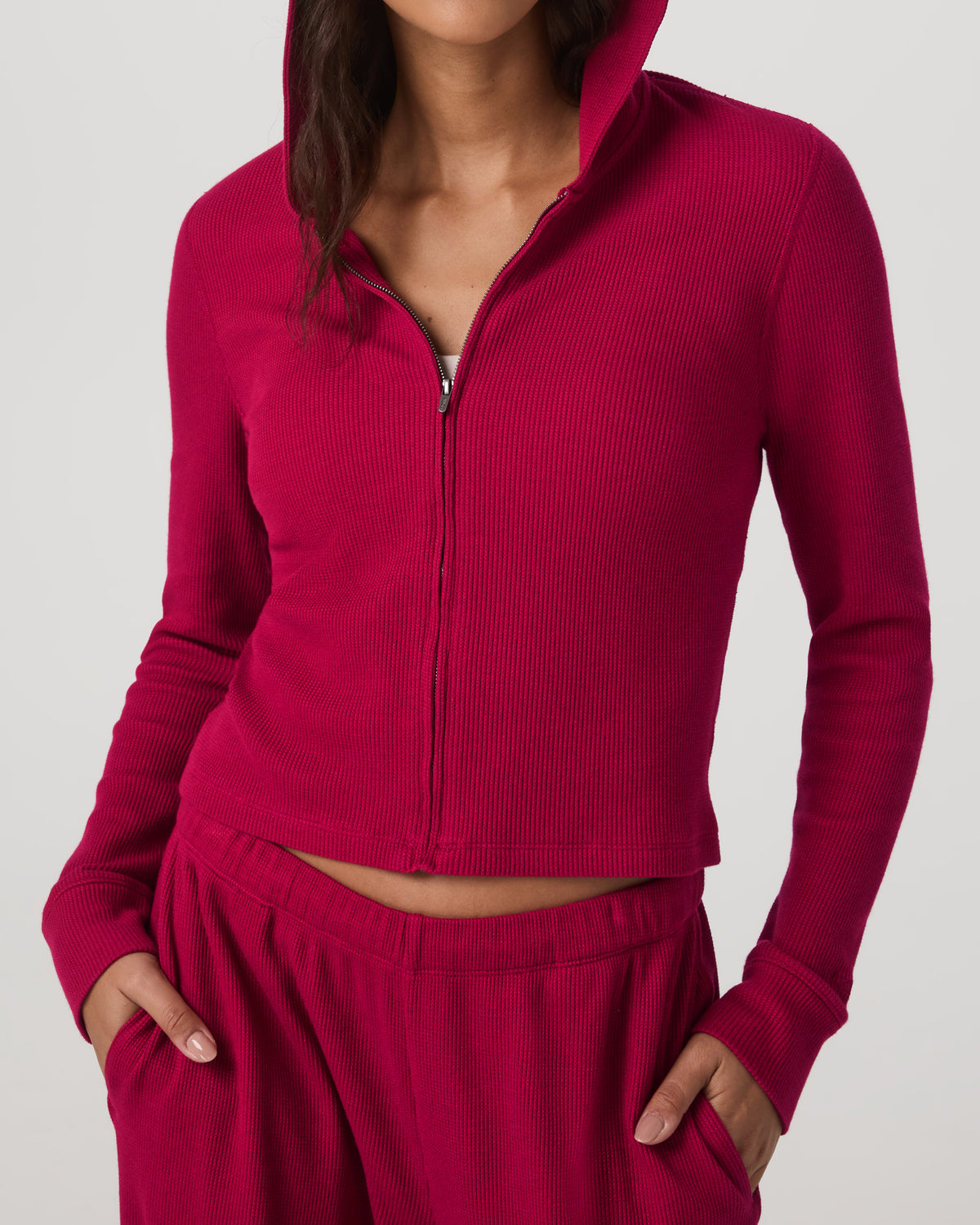 Waffle Full Zip Hoodie Women's Strawberry Hoodie | Vuori sale - US 6647