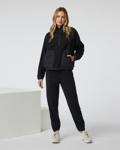 Women's Aspen Half Zip Black Fleece Pullover | Vuori shop - US 5285
