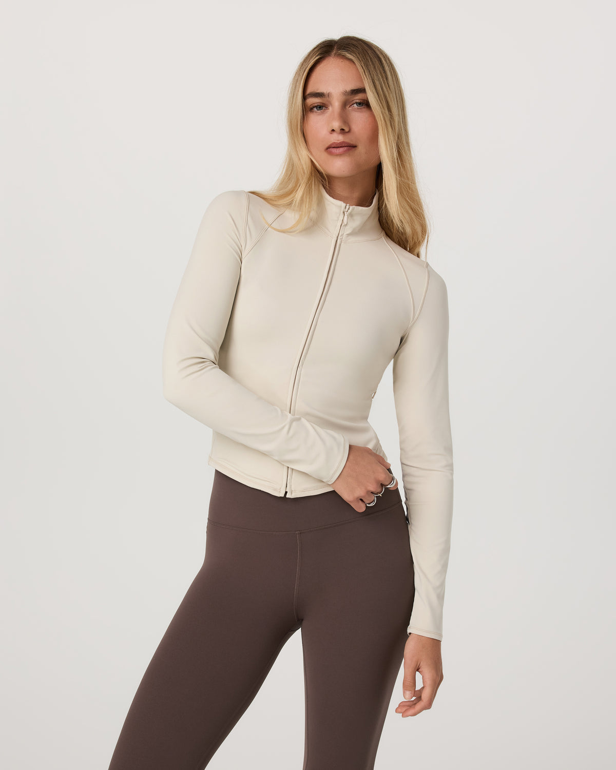 Vuori AllTheFeels™ Full Zip Women's Bone Fitness Jacket | Vuori online - US 6912